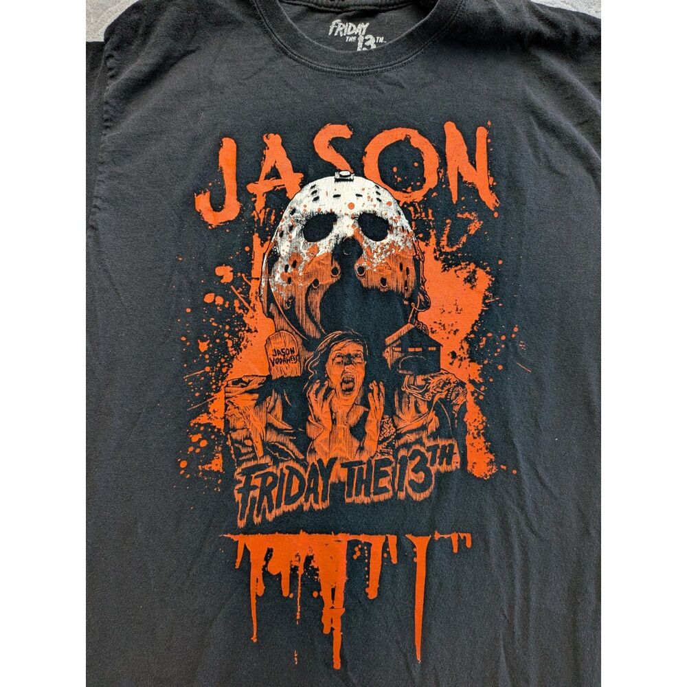 Friday The 13th Jason Voorhees Horror Graphic T-Shirt Black Size Medium